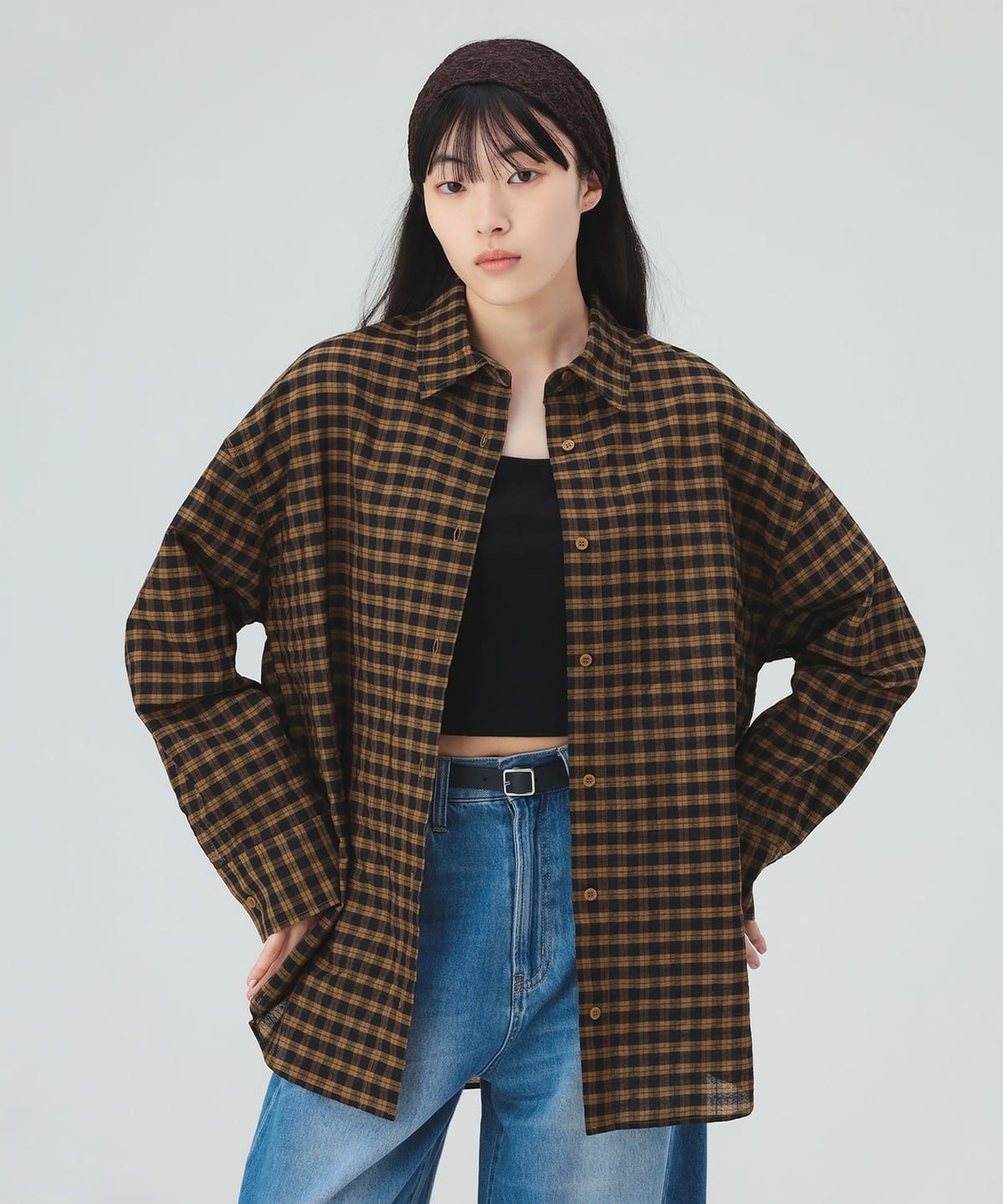 BEAMS HEART BEAMS HEART Check Oversized Shirt (Shirts, Blouses 