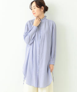 BEAMS HEART / フリルネック ロングシャツ
