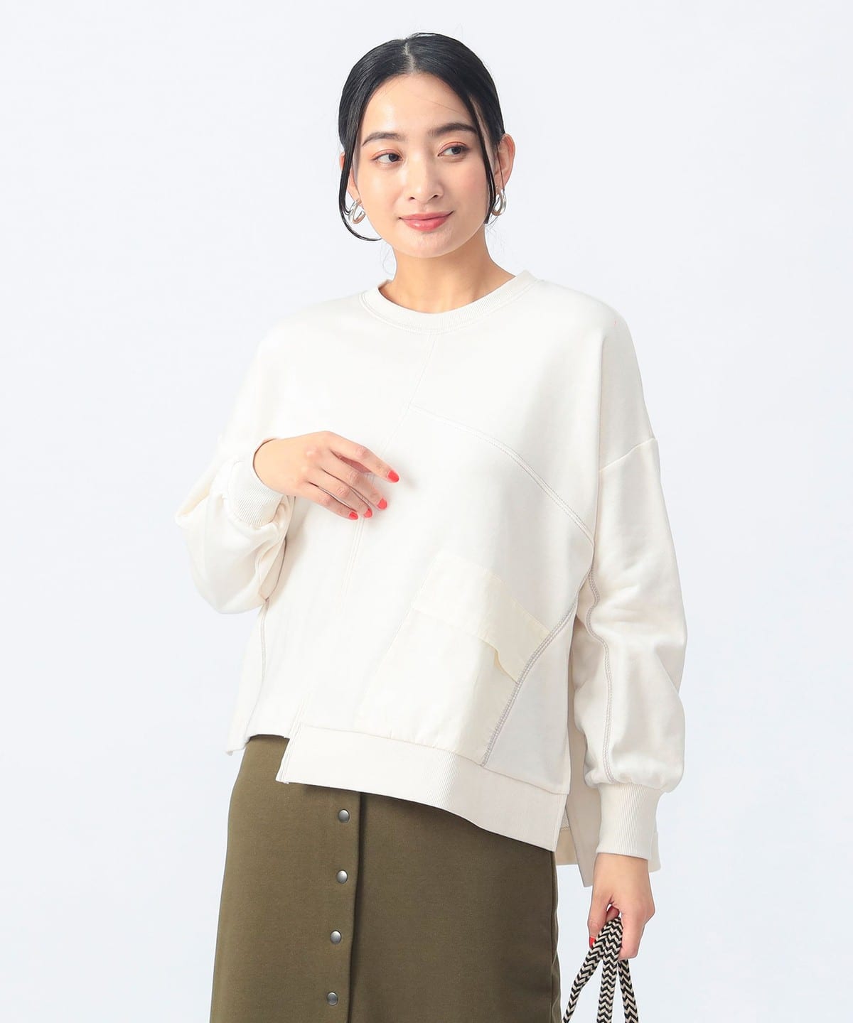 パッチワーク 切替プルオーバー トップス WOMEN IVORY ONE SIZE パッチワーク 切替プルオーバー トップス WOMEN IVORY ONE SIZE