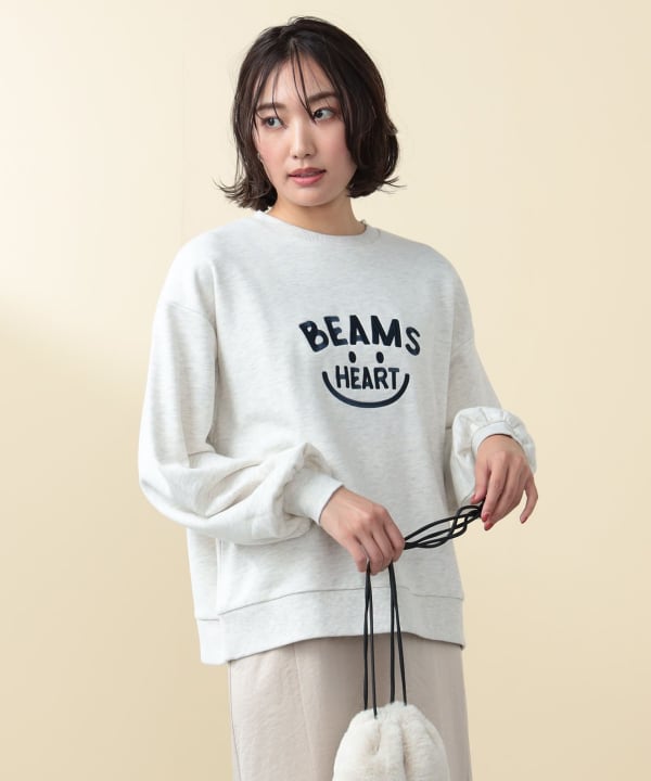 BEAMS HEART｜スマイル刺繍 クルーネック スウェット 25SS