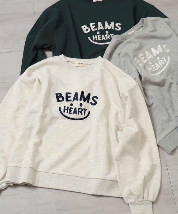 BEAMS HEART（ビームス ハート）スマイル刺繍 クルースウェット