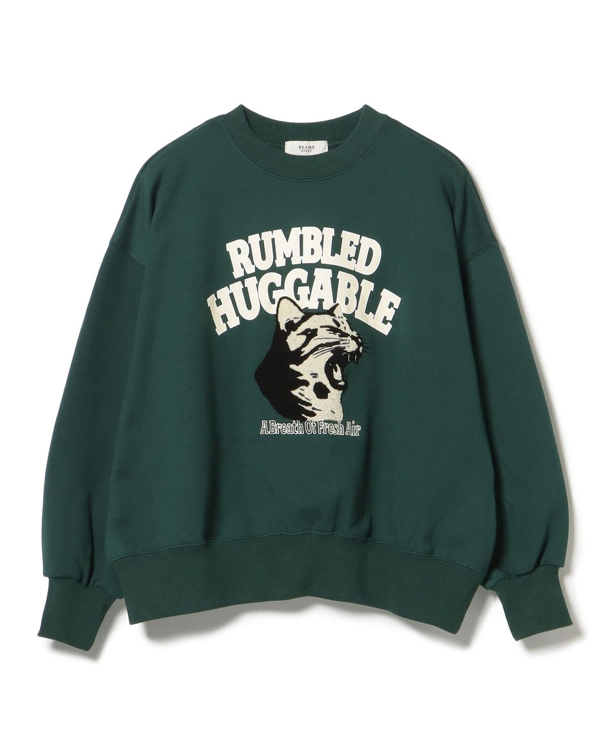 ネコ刺繍 スウェット トップス WOMEN GREEN ONE SIZE