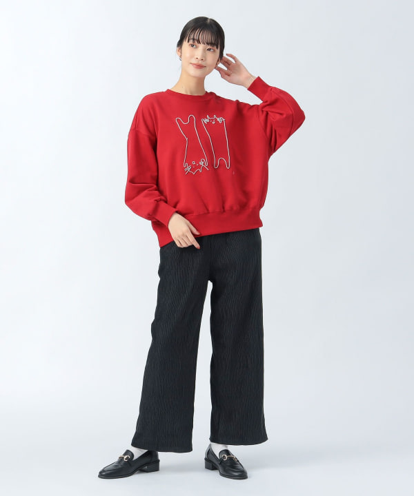 BEAMS HEART（ビームス ハート）アート ネコ 刺繍 スウェット