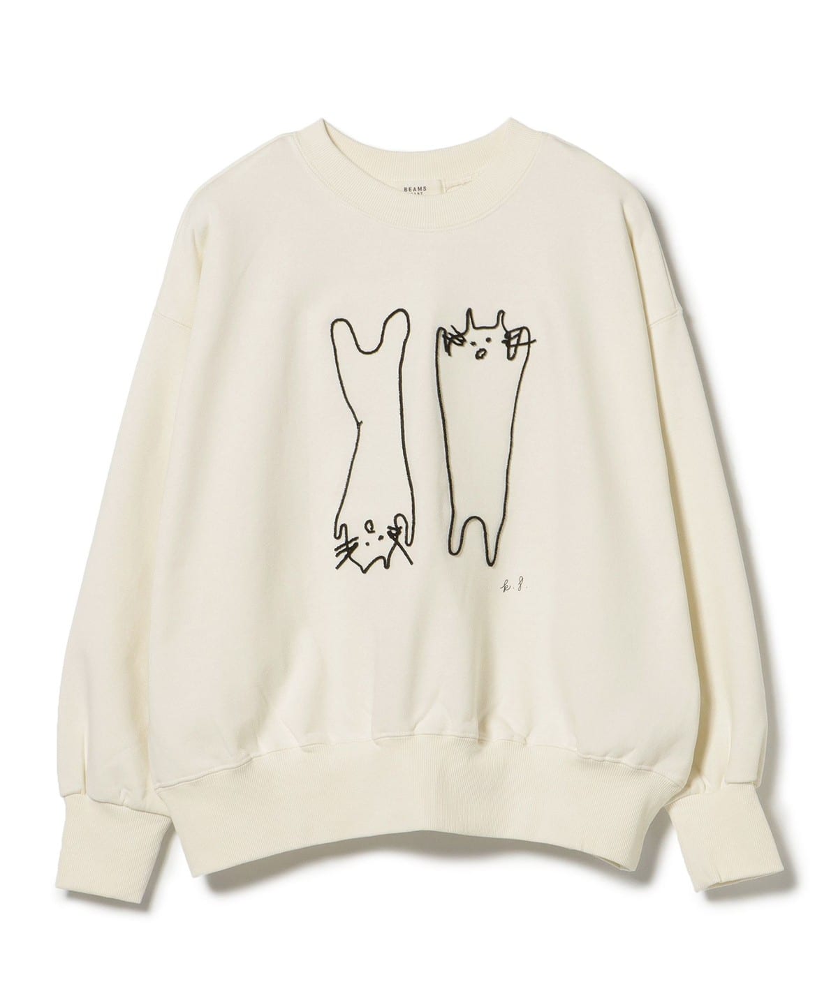 アート ネコ 刺繍 スウェット トップス WOMEN OATMEAL ONE SIZE アート ネコ 刺繍 スウェット トップス WOMEN OATMEAL ONE SIZE