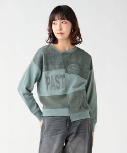 レース×プリント パッチワーク スウェット