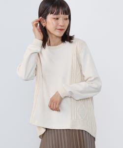 ニット×カットソー 異素材プルオーバー