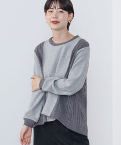 ニット×カットソー 異素材プルオーバー