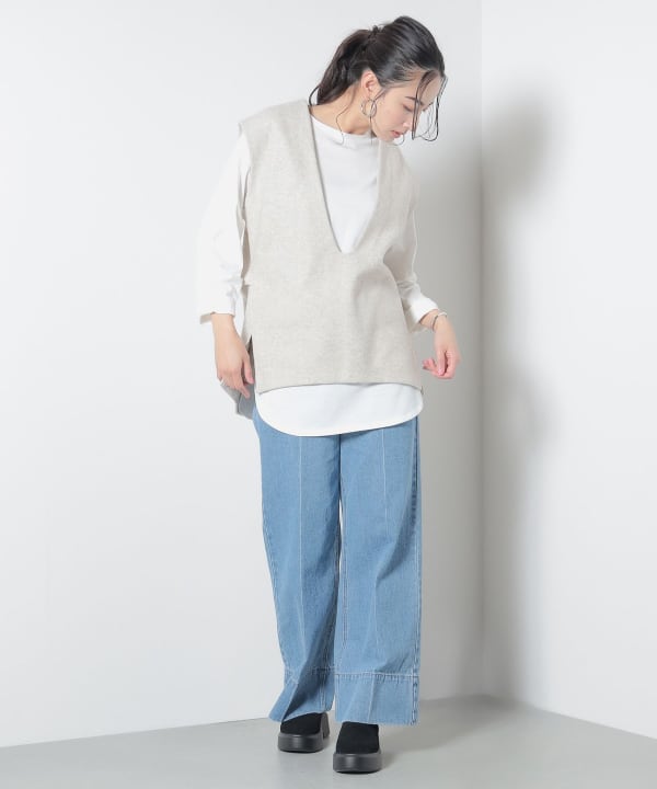 BEAMS HEART（ビームス ハート）Vネックベスト ロングTシャツ
