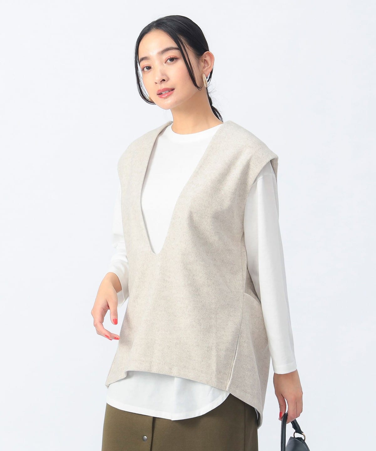 【4/24新規値下げ】Vネックベスト ロングTシャツ セット Tシャツ・カットソー WOMEN IVORY ONE SIZE 【4/24新規値下げ】Vネックベスト ロングTシャツ セット Tシャツ・カットソー WOMEN IVORY ONE SIZE