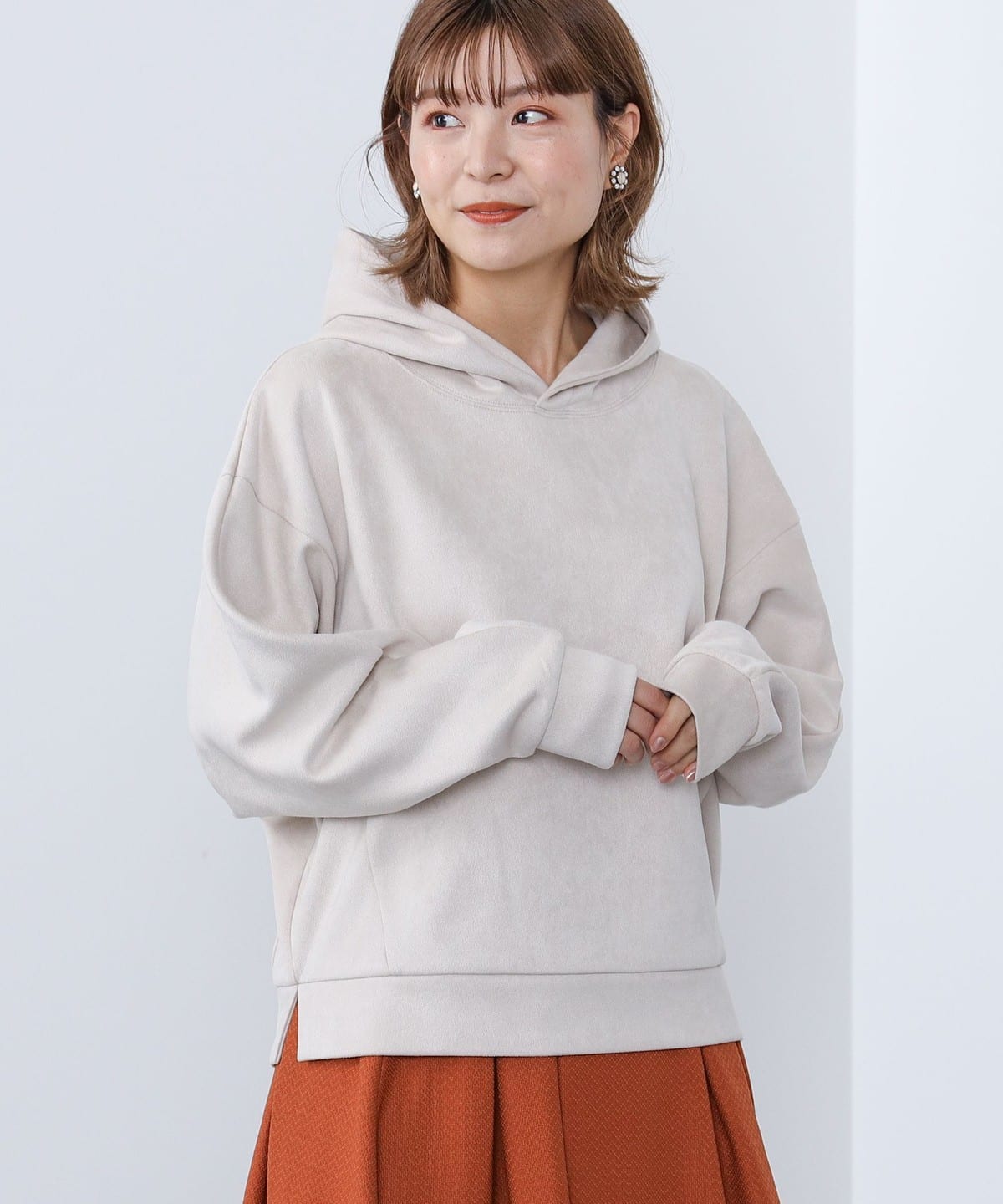 フェイクスエード フーディー トップス WOMEN BEIGE ONE SIZE フェイクスエード フーディー トップス WOMEN BEIGE ONE SIZE