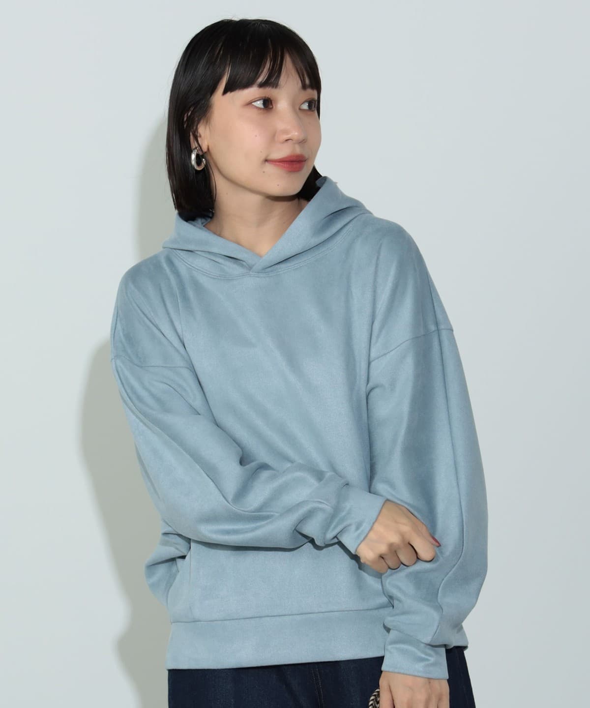 フェイクスエード フーディー トップス WOMEN SAX ONE SIZE