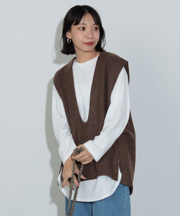 BEAMS HEART（ビームス ハート）Vネックベスト × ロングTシャツ