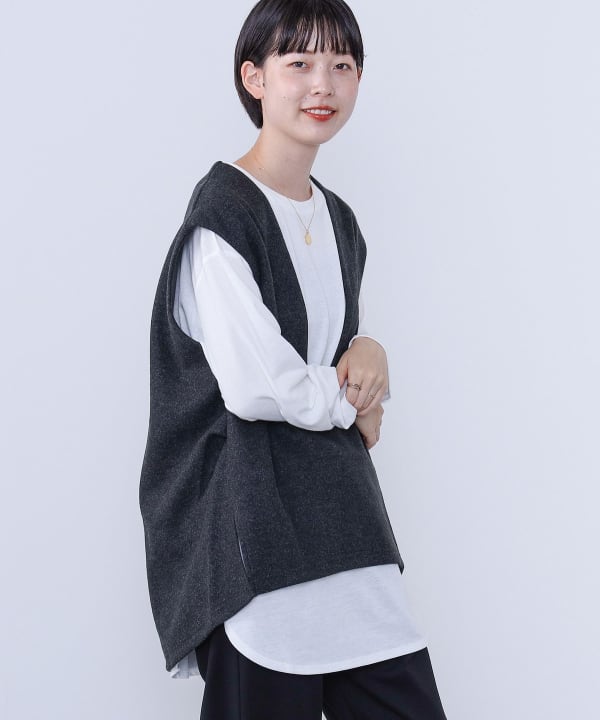 セール 登場から人気沸騰 BEAMS HEART（ビームス ロングTシャツ × ハート）Vネックベスト トップス
