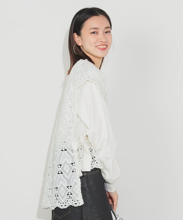 ビームスBEAMS レディースレースベスト BEAMS HEART tシャツ レースベスト プルオーバー セット（セット