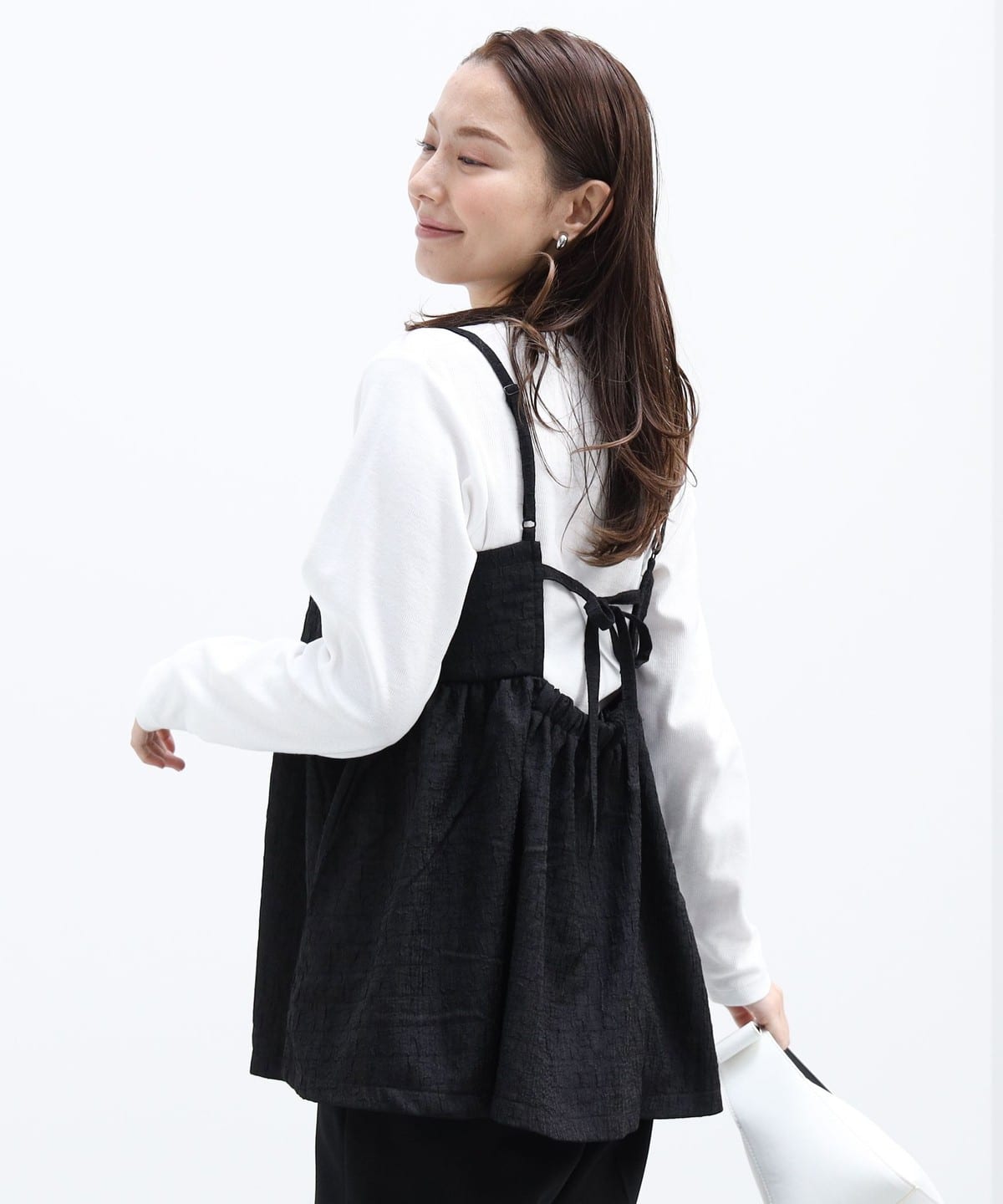 ふくれジャカード キャミ × プルオーバー セット Tシャツ・カットソー WOMEN BLACK ONE SIZE ふくれジャカード キャミ × プルオーバー セット Tシャツ・カットソー WOMEN BLACK ONE SIZE