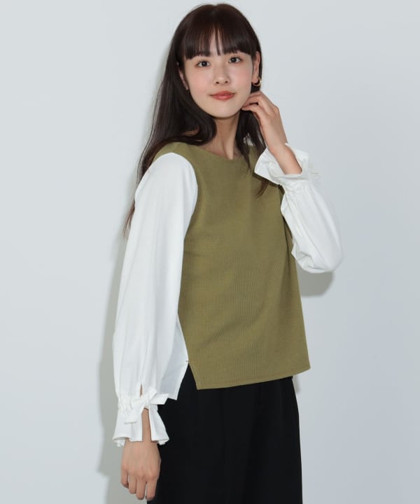 【EFFE BEAMS】ジャカード コンビ プルオーバー OFF WHT EFFE BEAMS】ジャカード コンビ プルオーバー OFF WHT