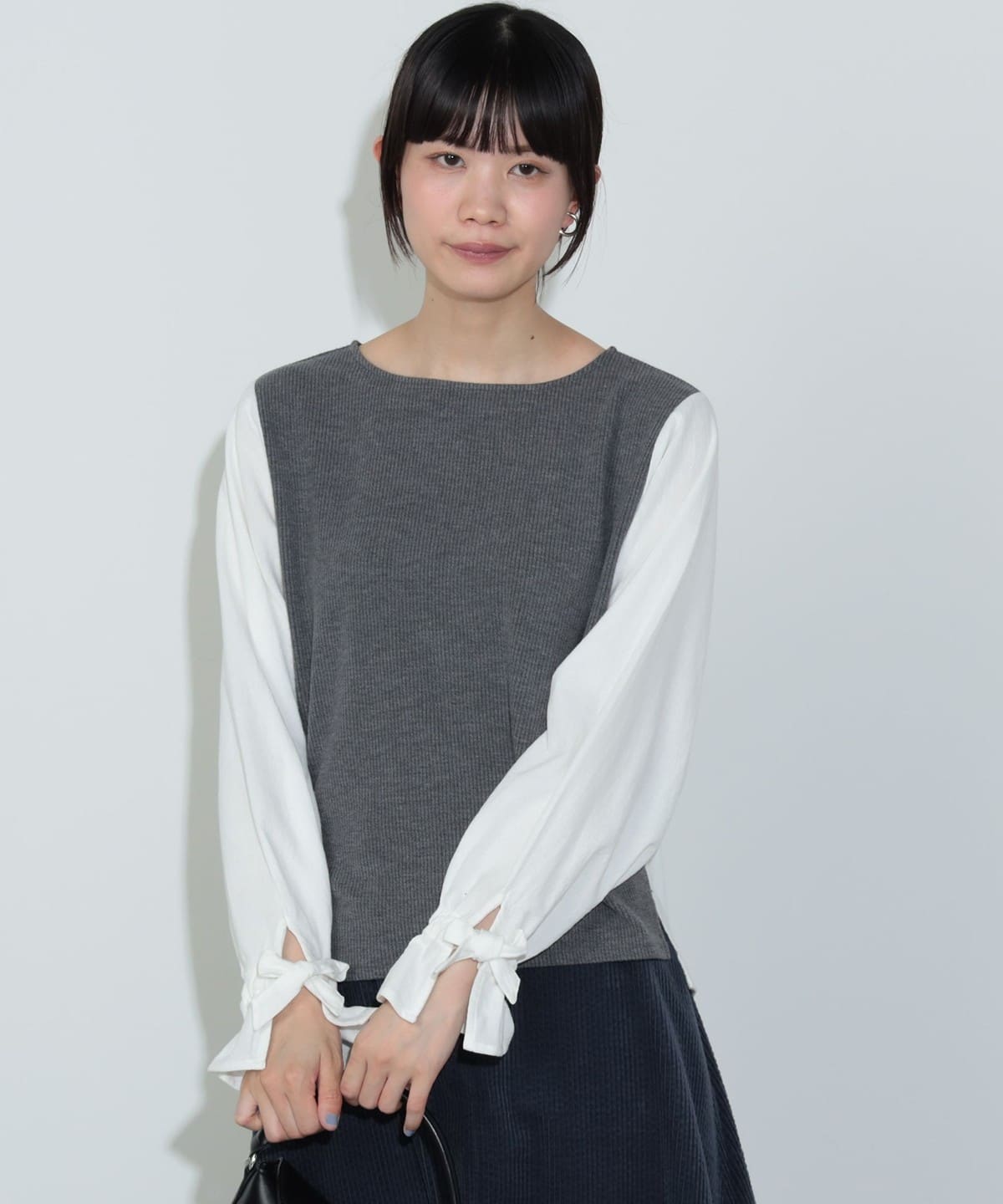 ジャカード コンビ プルオーバー Tシャツ・カットソー WOMEN CHARCOAL GREY ONE SIZE ジャカード コンビ プルオーバー Tシャツ・カットソー WOMEN CHARCOAL GREY ONE SIZE