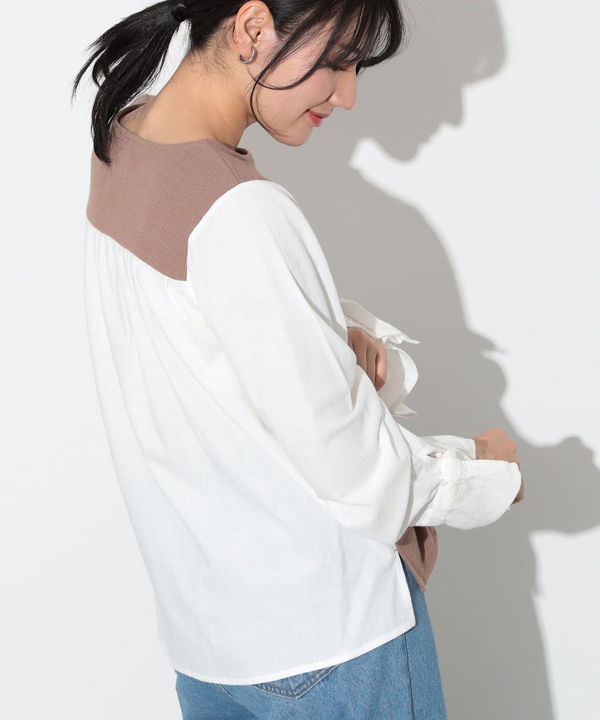 ジャカード コンビ プルオーバー Tシャツ・カットソー WOMEN DARK BEIGE ONE SIZE ジャカード コンビ プルオーバー Tシャツ・カットソー WOMEN DARK BEIGE ONE SIZE