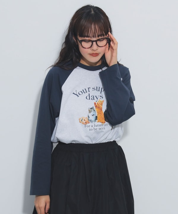 BEAMS HEART(ビームス ハート)キャットプリント ロング BEAMS HEART(ビームス ハート)キャットプリント ロング