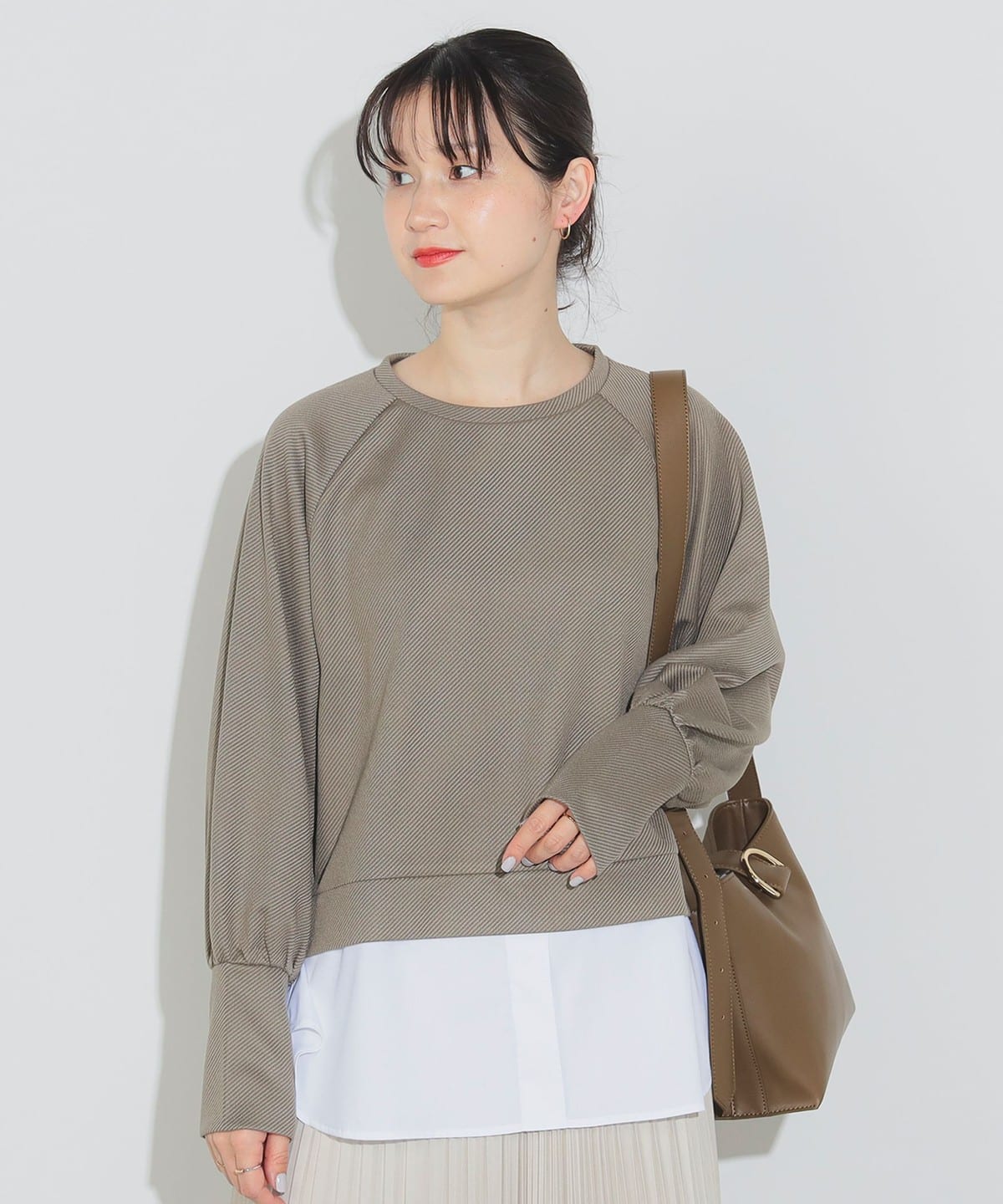サカリバ × シャツ ドッキングカットソー Tシャツ・カットソー WOMEN OLIVE ONE SIZE サカリバ × シャツ ドッキングカットソー Tシャツ・カットソー WOMEN OLIVE ONE SIZE