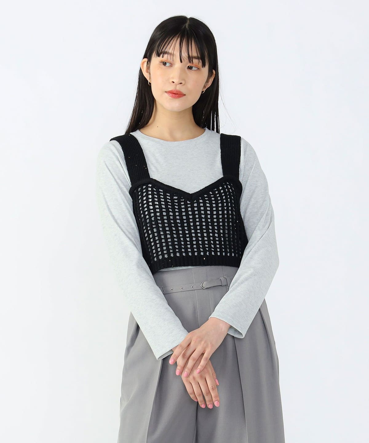 【4/24新規値下げ】スパンコールビスチェ × カットソー (セットアイテム) Tシャツ・カットソー WOMEN BLACK×TOP GREY ONE SIZE 【4/24新規値下げ】スパンコールビスチェ × カットソー (セットアイテム) Tシャツ・カットソー WOMEN BLACK×TOP GREY ONE SIZE