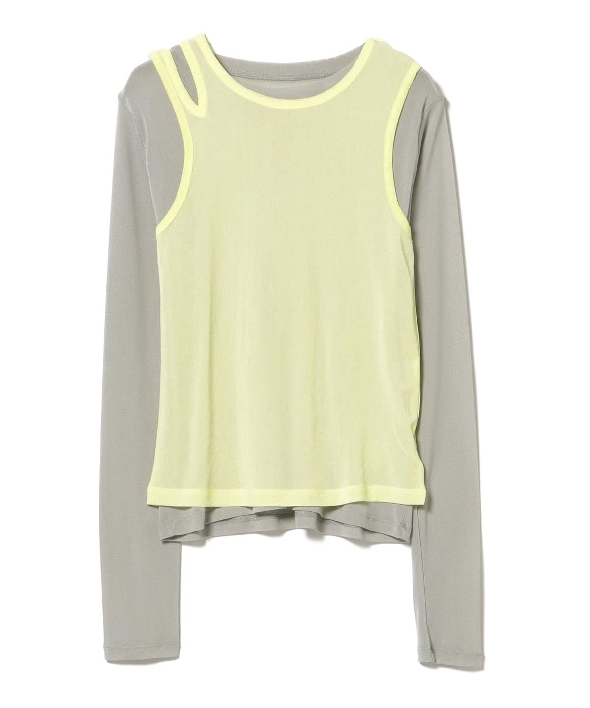 変形 タンクトップ × シアー プルオーバー (セットアイテム) Tシャツ・カットソー WOMEN LIGHT GREY×YELLOW ONE SIZE 変形 タンクトップ × シアー プルオーバー (セットアイテム) Tシャツ・カットソー WOMEN LIGHT GREY×YELLOW ONE SIZE