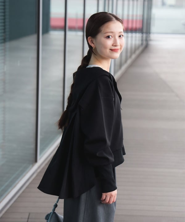 BEAMS HEART（ビームス ハート）異素材 フレア パーカー（トップス