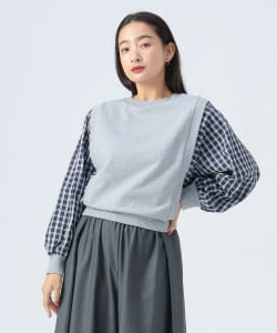 ふんわり袖 異素材 プルオーバー
