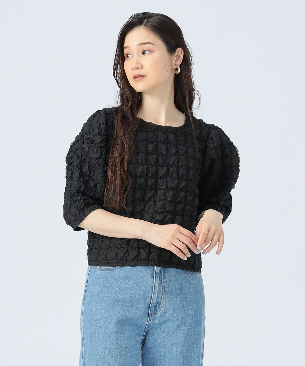 ポコポコ プルオーバー シャツ・ブラウス WOMEN BLACK ONE SIZE