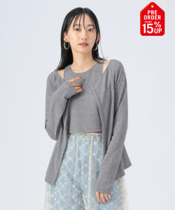 【+15%ポイントUP】カーディガン × タンクトップ レイヤード プルオーバー