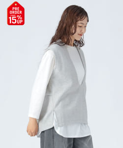 【+15%ポイントUP】Uネックベスト × ロングスリーブTシャツ （セットアイテム）