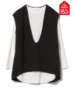【+15%ポイントUP】Uネックベスト × ロングスリーブTシャツ （セットアイテム）