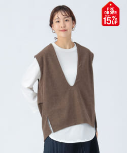 【+15%ポイントUP】Uネックベスト × ロングスリーブTシャツ （セットアイテム）