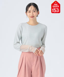 【+15%ポイントUP】チュールドッキング ラメ ロングスリーブ