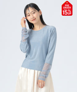 【+15%ポイントUP】チュールドッキング ラメ ロングスリーブ