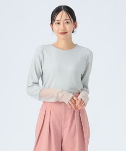 【+15%ポイントUP】チュールドッキング ラメ ロングスリーブ