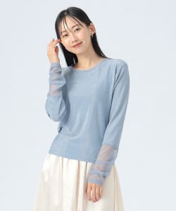 【+15%ポイントUP】チュールドッキング ラメ ロングスリーブ