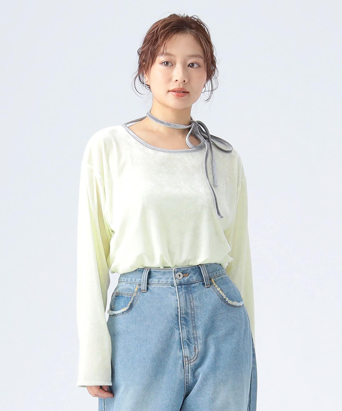 BEAMS HEART（ビームス ハート）シアー ベロア リンガーTシャツ（T 