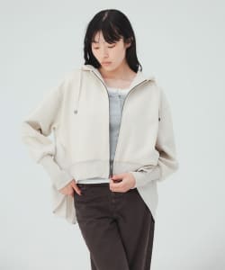 異素材 フレア パーカー