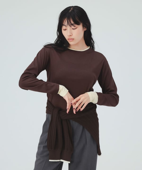 【10%OFFクーポン対象】レイヤード風 シアー トップス 微シアーな透け感で最旬のヘルシーな肌見せに [H：169cm]