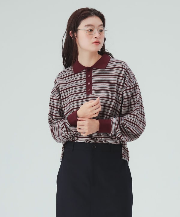 起毛條紋Polo衫