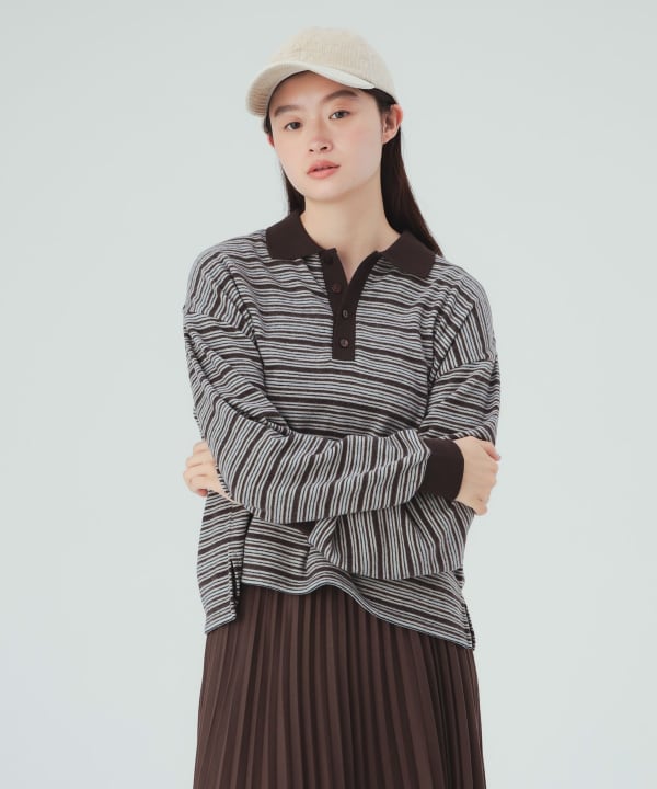 起毛條紋Polo衫