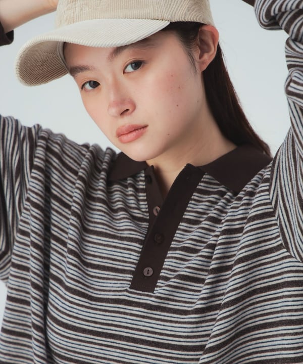 起毛條紋Polo衫