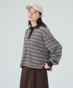起毛 ボーダー ポロシャツ
