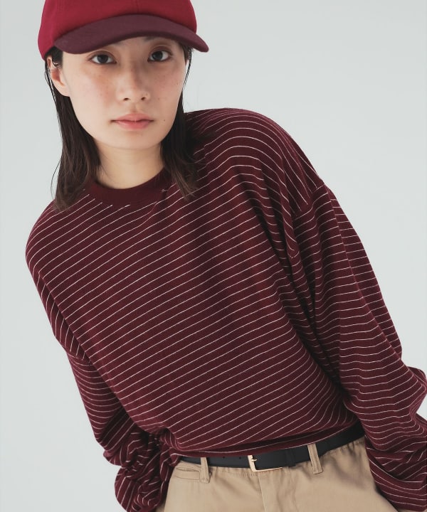 ボーダー ビッグ ロングスリーブ Tシャツ [H：168cm]