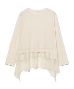 レース付き メッシュ ベロア Tシャツ