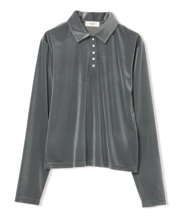 Sheer velour polo pullover