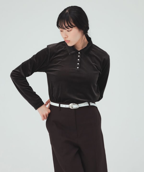 Sheer velour polo pullover [H: 169cm]