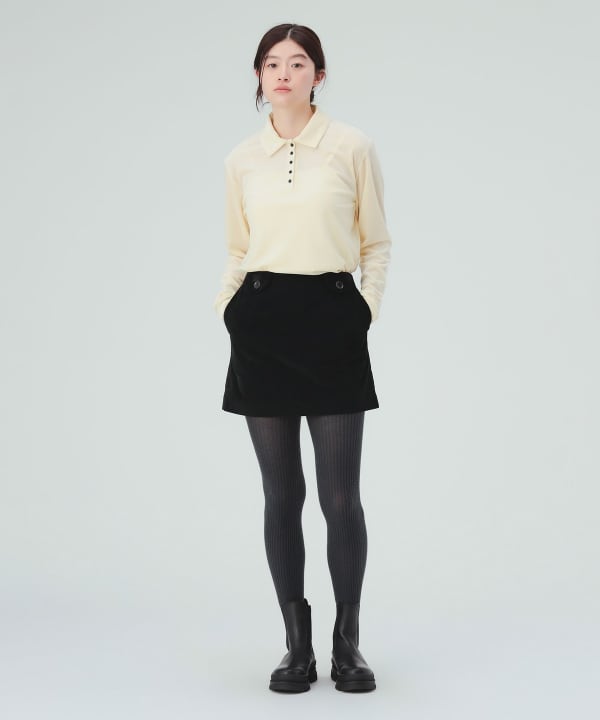 Sheer velour polo pullover [H: 171cm]