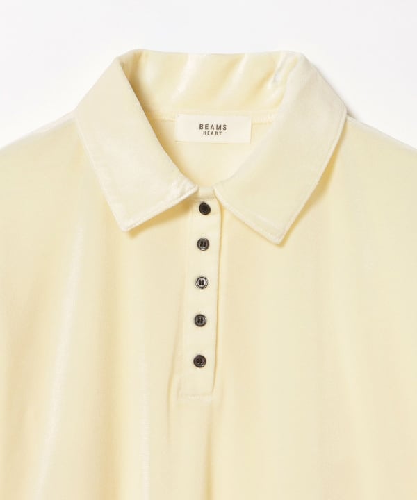 Sheer velour polo pullover